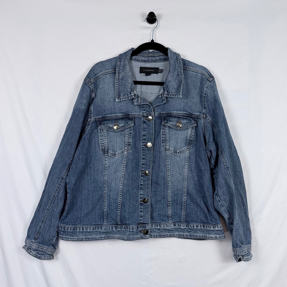 Junarose Denim Jacket 20W Medium Wash Blue Lightweight Fall Warm Utility Classic
